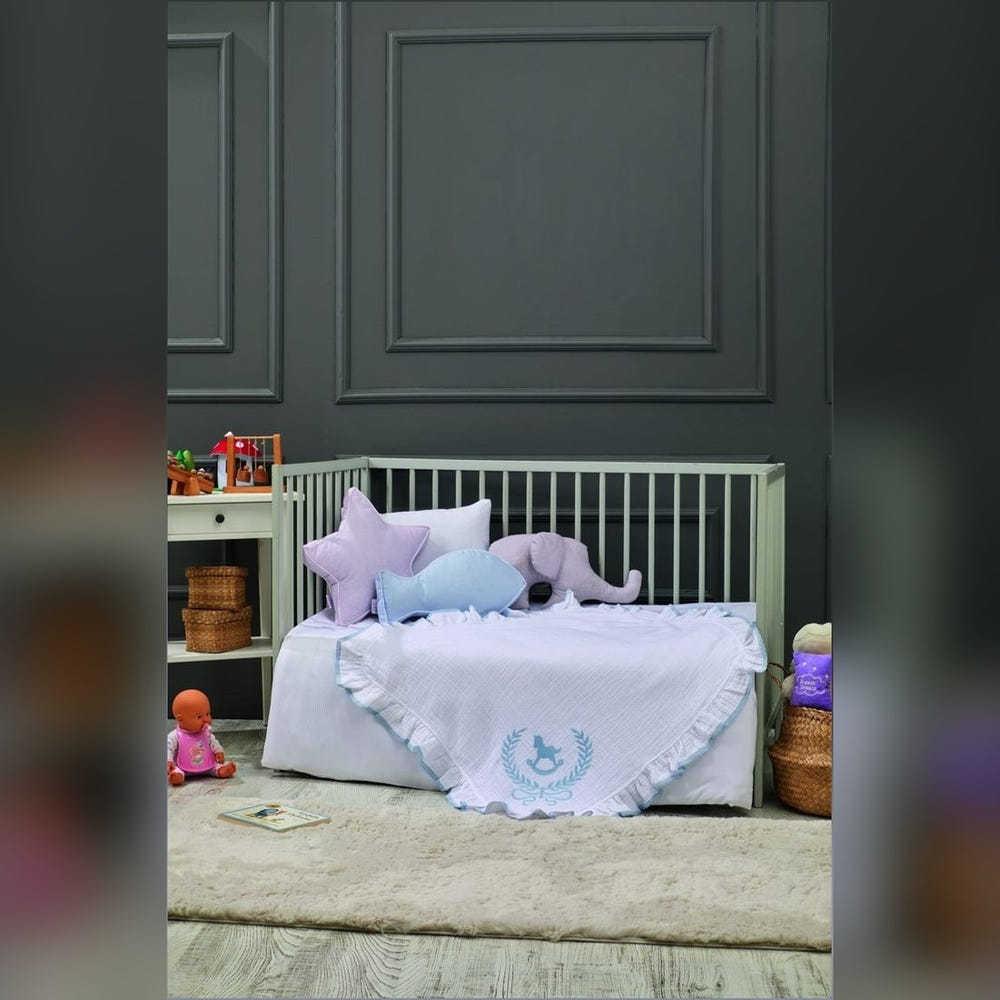 Lucky Colt Embroidered Muslin Baby Blanket, 85x85 cm