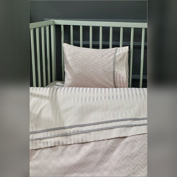 Elegant Stripe Embroidered Bamboo Baby Duvet Cover Set, 3 Pieces