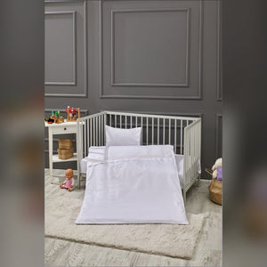 Elegant Stripe Embroidered Bamboo Baby Duvet Cover Set, 3 Pieces
