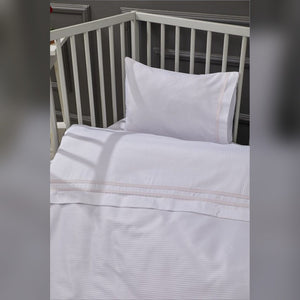 Elegant Stripe Embroidered Bamboo Baby Duvet Cover Set, 3 Pieces