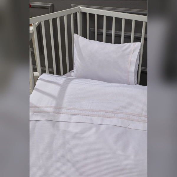 Elegant Stripe Embroidered Bamboo Baby Duvet Cover Set, 3 Pieces