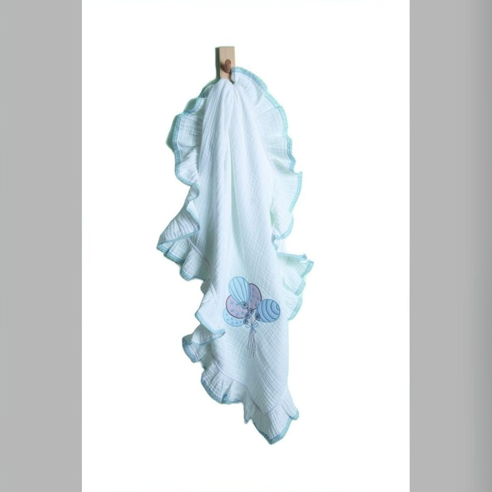 Balloon Embroidered Cotton Baby Blanket, 90x110 cm