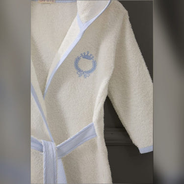 King Embroidered Muslin Baby Bathrobe Set, 2 Pieces (1 Year), Blue