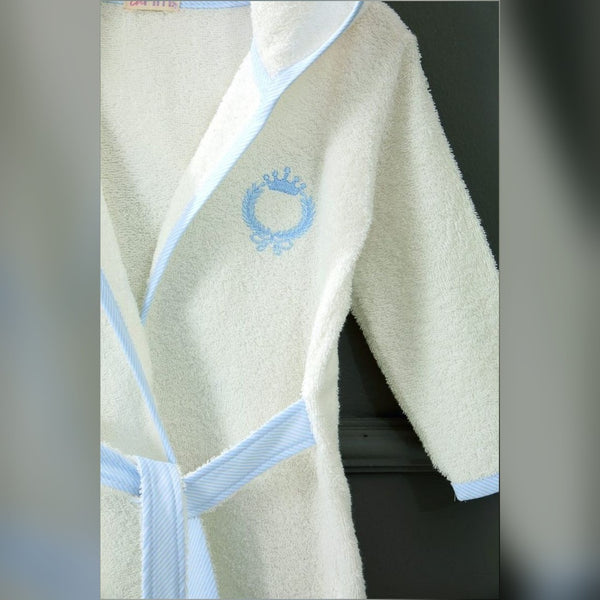 King Embroidered Muslin Baby Bathrobe Set, 2 Pieces (1 Year), Blue
