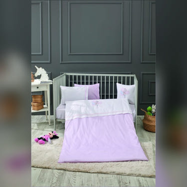 Balloon Embroidered Cotton Baby Duvet Cover Set, 4 Pieces