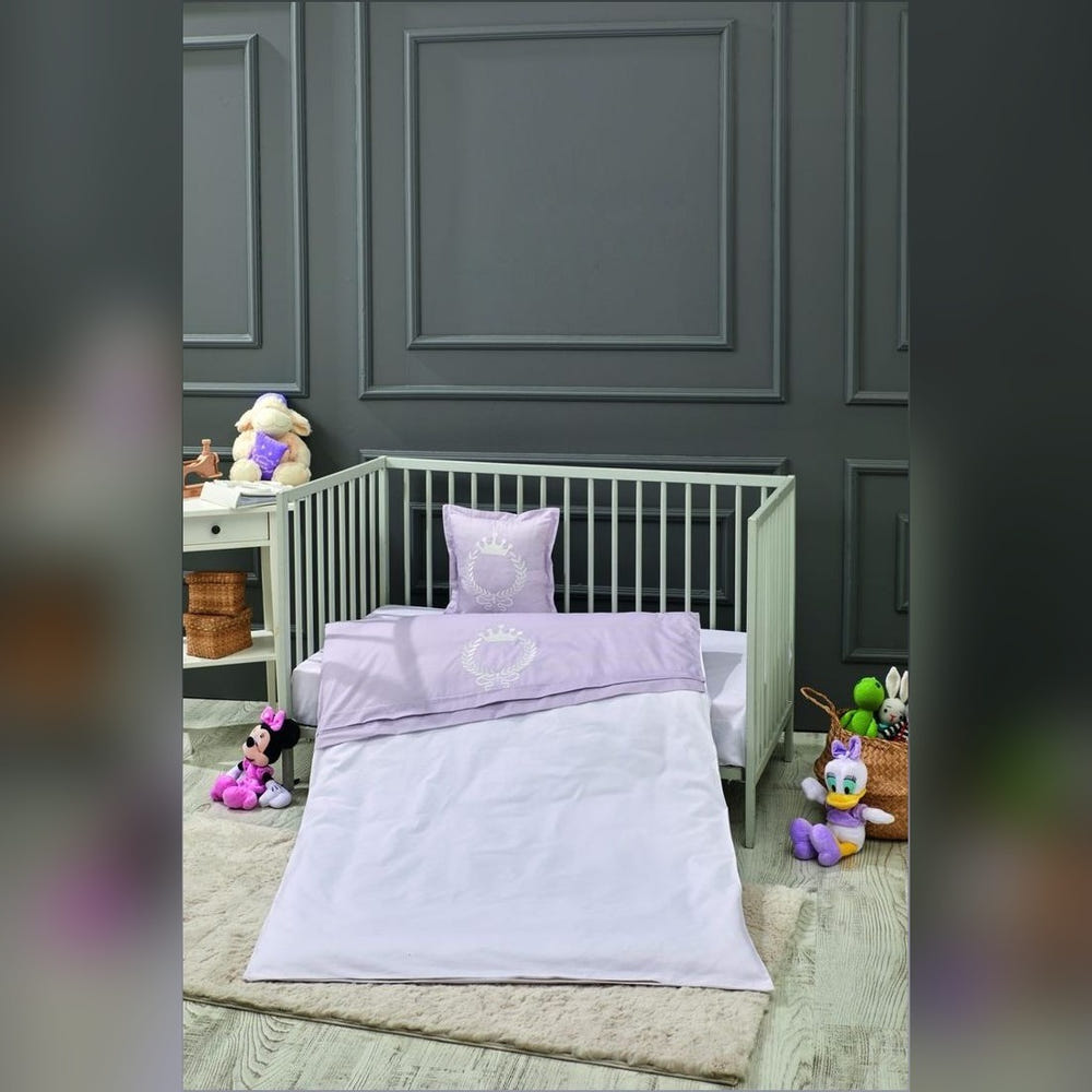 King Embroidered Cotton Baby Duvet Cover Set, 4 Pieces