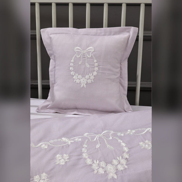 Laurel Bow Embroidered Cotton Baby Duvet Cover Set, 4 Pieces