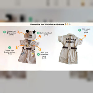 Personalized Handmade Safari Explorer Costume for Toddler - Zoo Keeper Jumpsuit for Kids - Halloween Safari Guide Outfit by Costumes Club, Beige #beige