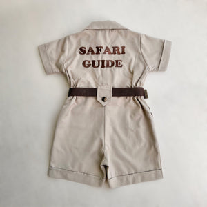 Personalized Handmade Safari Explorer Costume for Toddler - Zoo Keeper Jumpsuit for Kids - Halloween Safari Guide Outfit by Costumes Club, Beige #beige