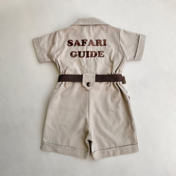 Personalized Handmade Safari Explorer Costume for Toddler - Zoo Keeper Jumpsuit for Kids - Halloween Safari Guide Outfit by Costumes Club, Beige #beige