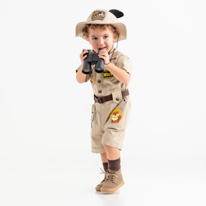 Personalized Handmade Safari Explorer Costume for Toddler - Zoo Keeper Jumpsuit for Kids - Halloween Safari Guide Outfit by Costumes Club, Beige #beige
