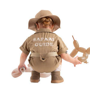 Personalized Handmade Safari Explorer Costume for Toddler - Zoo Keeper Jumpsuit for Kids - Halloween Safari Guide Outfit by Costumes Club, Brown #brown