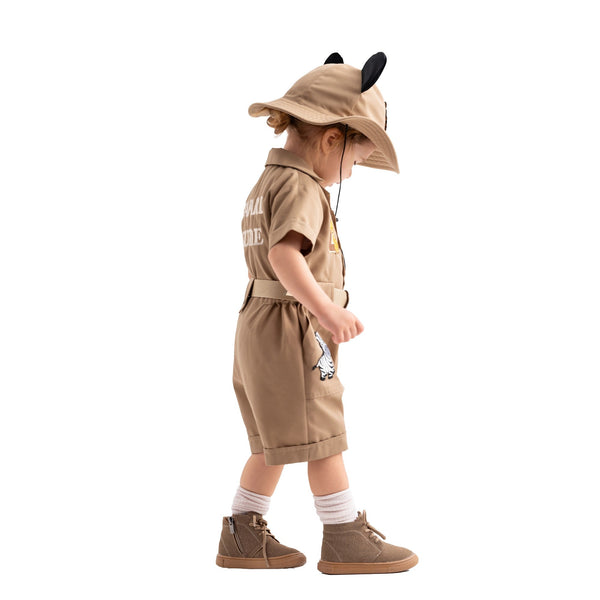 Personalized Handmade Safari Explorer Costume for Toddler - Zoo Keeper Jumpsuit for Kids - Halloween Safari Guide Outfit by Costumes Club, Brown #brown