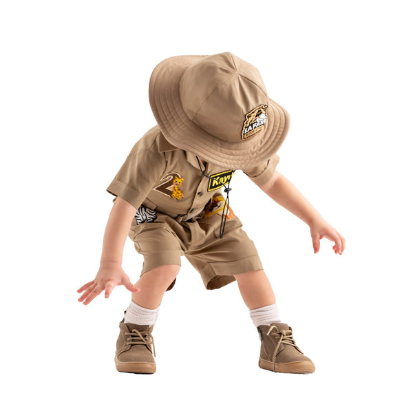 Personalized Handmade Safari Explorer Costume for Toddler - Zoo Keeper Jumpsuit for Kids - Halloween Safari Guide Outfit by Costumes Club, Brown #brown
