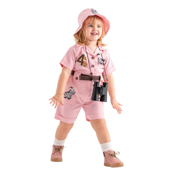 Personalized Handmade Safari Explorer Costume for Toddler - Zoo Keeper Jumpsuit for Kids - Halloween Safari Guide Outfit by Costumes Club, Pink #pink