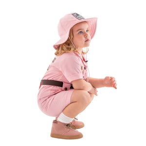 Personalized Handmade Safari Explorer Costume for Toddler - Zoo Keeper Jumpsuit for Kids - Halloween Safari Guide Outfit by Costumes Club, Pink #pink