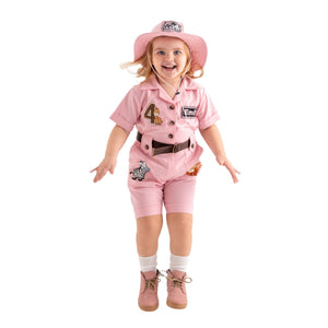 Personalized Handmade Safari Explorer Costume for Toddler - Zoo Keeper Jumpsuit for Kids - Halloween Safari Guide Outfit by Costumes Club, Pink #pink
