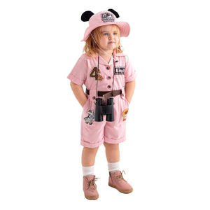 Personalized Handmade Safari Explorer Costume for Toddler - Zoo Keeper Jumpsuit for Kids - Halloween Safari Guide Outfit by Costumes Club, Pink #pink