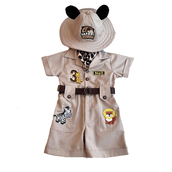 Personalized Handmade Safari Explorer Costume for Toddler - Zoo Keeper Jumpsuit for Kids - Halloween Safari Guide Outfit by Costumes Club, Pink #pink