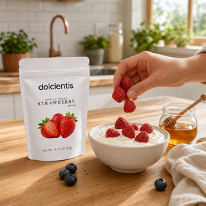 Dolcientis Freeze Dried Whole Strawberries | Single Ingredient, No Sugar Added Snack | Vegan, Keto-Friendly | 0.52 oz (15g) Bag