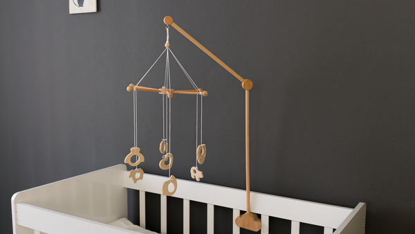 Premium Wood Mobile Arm for Crib, Boho Nursery Decor, Handcrafted Wooden Baby Mobile Holder, Universal Clamping Mobile Hanger, Neutral Nursery