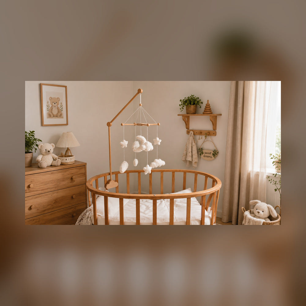Premium Wood Mobile Arm for Crib, Boho Nursery Decor, Handcrafted Wooden Baby Mobile Holder, Universal Clamping Mobile Hanger, Neutral Nursery