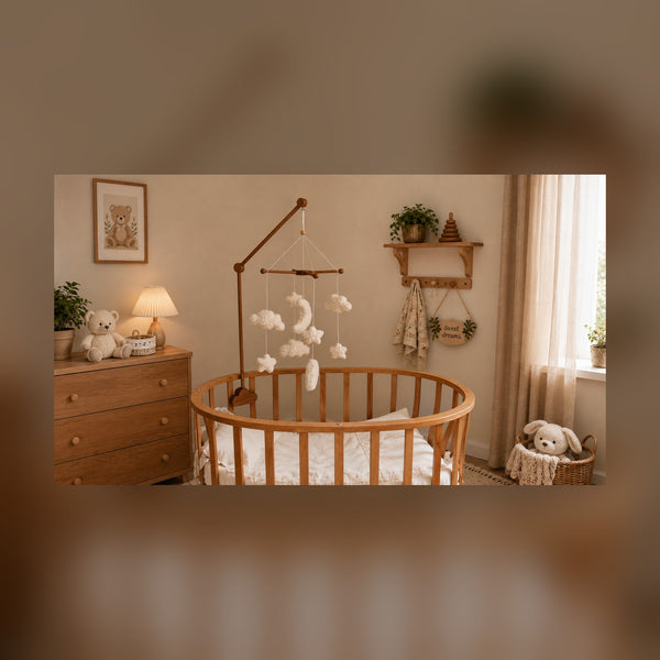 Premium Wood Mobile Arm for Crib, Boho Nursery Decor, Handcrafted Wooden Baby Mobile Holder, Universal Clamping Mobile Hanger, Neutral Nursery