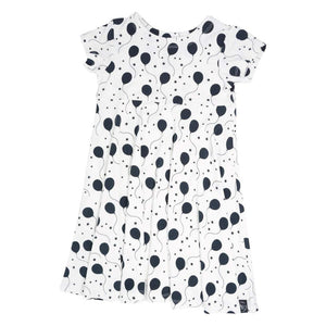 Swirly Girl Short Sleeve Dress - Black Balloons