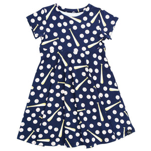 Swirly Girl Short Sleeve Dress - Little Slugger Navy