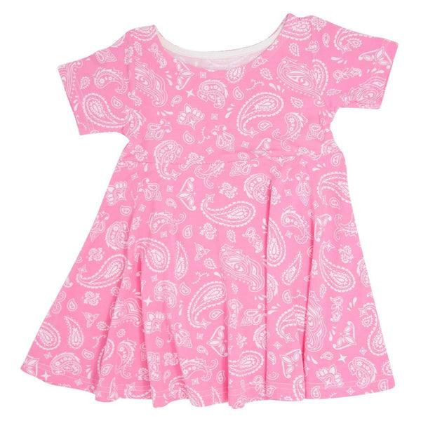 Swirly Girl Short Sleeve Dress - Paisley Pink