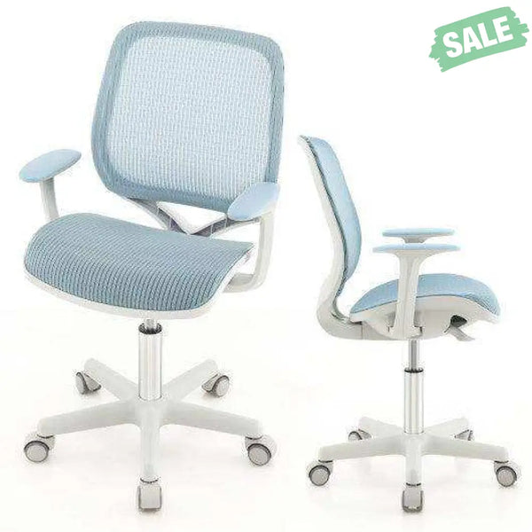 Swivel Mesh Children Computer Chair with Adjustable Height-Blue Blue Kids Chairs & Seating