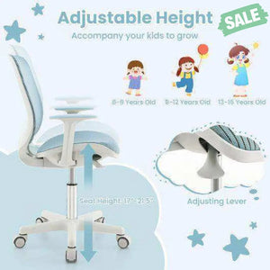 Swivel Mesh Children Computer Chair with Adjustable Height-Blue Blue Kids Chairs & Seating