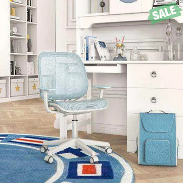 Swivel Mesh Children Computer Chair with Adjustable Height-Blue Blue Kids Chairs & Seating