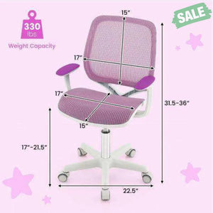 Swivel Mesh Children Computer Chair with Adjustable Height-Blue Blue Kids Chairs & Seating