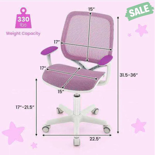 Swivel Mesh Children Computer Chair with Adjustable Height-Blue Blue Kids Chairs & Seating