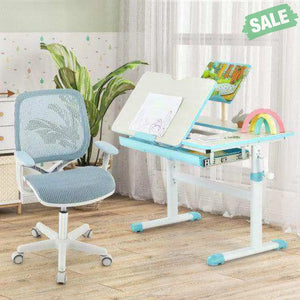 Swivel Mesh Children Computer Chair with Adjustable Height-Blue Blue Kids Chairs & Seating