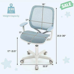 Swivel Mesh Children Computer Chair with Adjustable Height-Blue Blue Kids Chairs & Seating