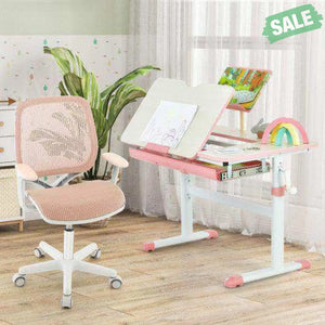 Swivel Mesh Children Computer Chair with Adjustable Height-Pink