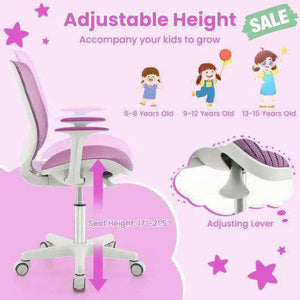 Swivel Mesh Children Computer Chair with Adjustable Height-Purple