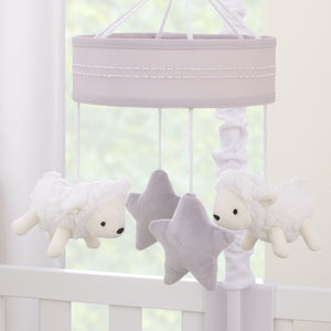 Plush Sheep Ivory and Gray Stars and Sheep Musical Mobile