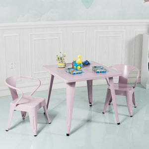 27-inch kids square steel table for play and learning, featuring a sturdy design and vibrant colors.