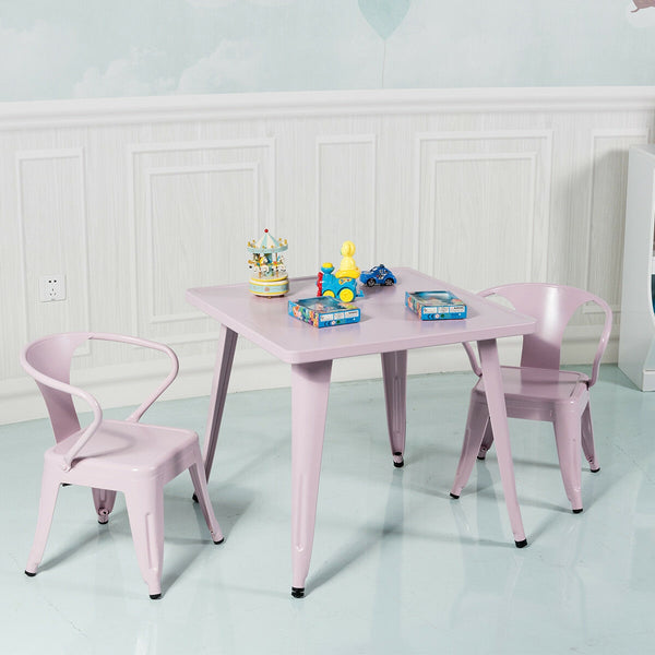 27-inch kids square steel table for play and learning, featuring a sturdy design and vibrant colors.