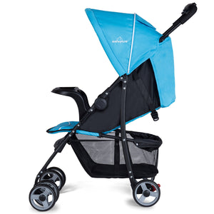 Toddler travel stroller for airplane with canopy and adjustable backrest, perfect for on-the-go families.