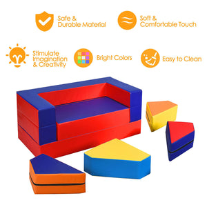 Colorful 4-in-1 foam shapes playset for toddlers, perfect for crawling and climbing activities.