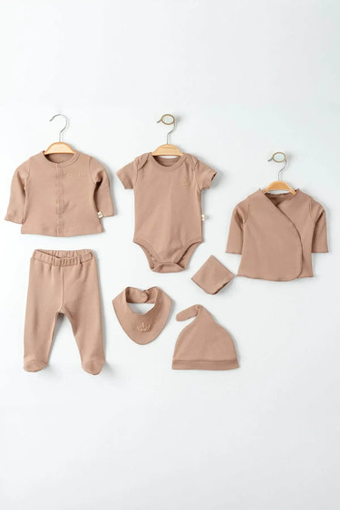 Organic Cotton Newborn Brown Coming Home Set - 7 Pcs