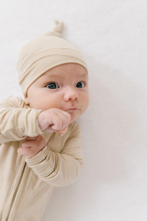 Newborn Baby Knot Hat - Tan