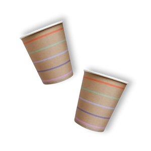 Tan Striped Cups (8pcs)