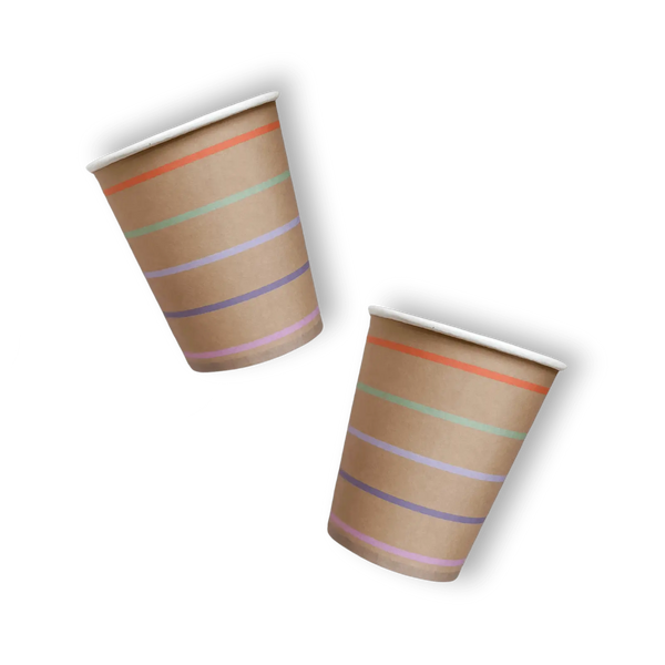 Tan Striped Cups (8pcs)