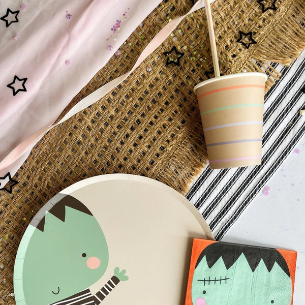 Tan Striped Cups (8pcs)