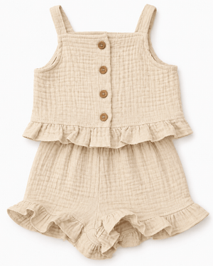 Tate Button Front Two-Piece Set - Toasted Oat